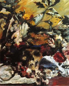 Still Life With Flowers, Skull And Oak Leaves — Lovis Corinth
