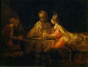 Assuerus, Haman And Esther — Rembrandt Van Rijn