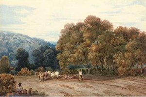 A Horsedrawn Plough In An Extensive Landscape — David Cox, Birmingham School
