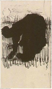 Silhouette Of A Peasant Woman Digging Carrots — Vincent Willem Van Gogh, Post-impressionism