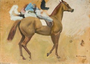 A Chestnut With Jockey Up — Sir Alfred James Munnings
