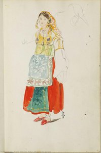Folio 7, Woman In The Red Skirt — Eugène Delacroix