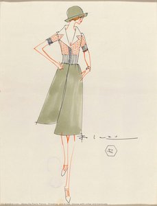 Drawing, Girl In Hat, Blouse With Collar And Bermuda — Alceu De Paula Penna