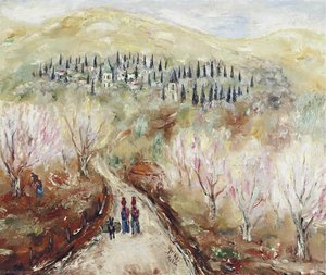 Figures Along A Path In Springtime — Reuven Rubin