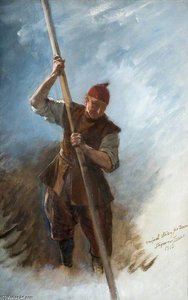 A Man With A Barge Pole — John Seymour Lucas