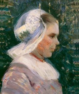 Girl In Dutch Cap, (painting) — Anna Huntington Stanley, Impressionism