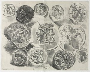 Feuille De Douze Médailles Antiques — Eugène Delacroix, Romanticism