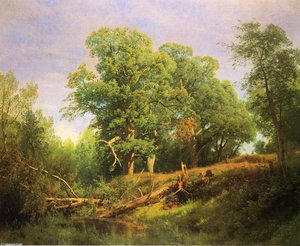 Landscape With Prancing Deer — Herman Herzog