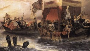 The State Barge Of Cardinal Richelieu On The Rhone — Hippolyte-paul Delaroche