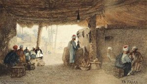 Arabs In An Interior — Charles Théodore Frère Dit Frère Bey