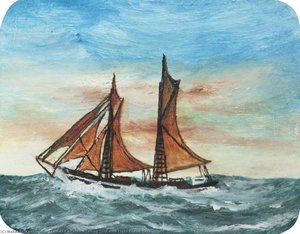 Sailing Ship With Light Brown Sails — John Thomas Cartmell, Other