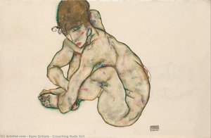 Crouching Nude Girl — Egon Schiele