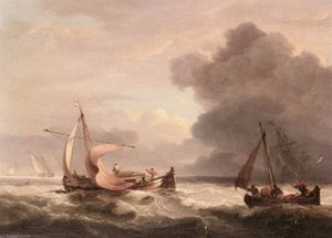 Dutch Barges In Open Seas — Thomas Luny