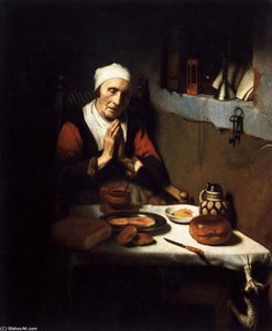 Old Woman Saying Grace — Nicolaes Maes, Dutch Golden Age