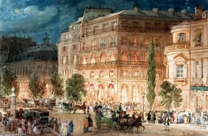Boulevard Des Italiens In Paris At Night — Eugene Louis Lami