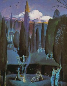 Nymphs In A Romantic, Garden, 1921 — Salvador Dalí