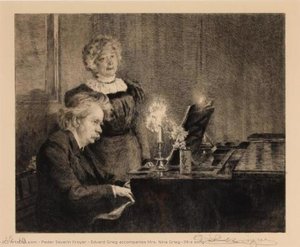 Edvard Grieg Accompanies Mrs. Nina Grieg's Song — Peder Severin Kroyer