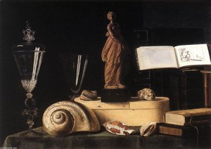 Still-life With Statuette And Shells — Sébastien Stoskopff, Baroque