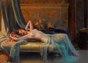 Nude Lying On Roses Bouquet
