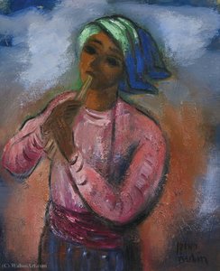 Flute Player, (1970) — Reuven Rubin