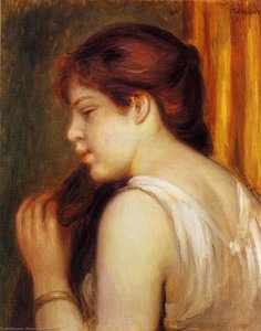 Young Girl Combing Her Hair — Pierre-auguste Renoir, Impressionism