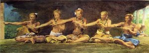 Siva Dance, Five Figures, Vaiala, Samoa, Taele Weeping In The Corner — John La Farge