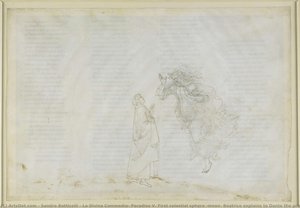 La Divina Commedia, Paradiso V. First Celestial Sphere (moon) Beatrice Explains To Dante The Principles Of Ecclesiastical Dispensation; Flight To The Sphere Of Mars — Sandro Botticelli