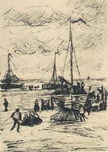 Beach And Boats — Vincent Willem Van Gogh, Post-impressionism