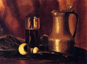Still Life with Tin Pitcher, Pipe and Glass