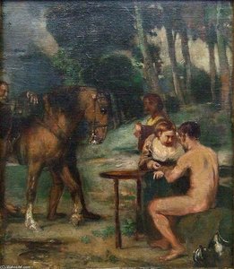 Abendliche Waldszene Von Hans Von Marees — Hans Von Marées