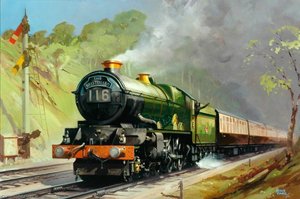 'the Bristolian', Hauled By King Class 4–6–2 Locomotive In Twyford Cutting — Leslie Carr