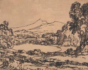 Landscape With A Lake And Distant Mountain — Alexander Cozens