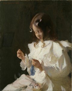 Portrait Of A Child Sewing — Frank Weston Benson