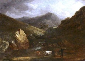 Mountain Landscape With View Of Snowdon — Benjamin Barker Ii