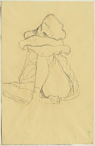 Seated Female Figure, Arms On The Left Knee. Study For The Painting — Gustav Klimt, Art Nouveau