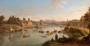 View Up The Tiber From The Via Marmorata, Rome — Gaspare Vanvitelli