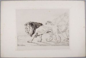 Lion And Lioness Prowling — John Frederick Lewis