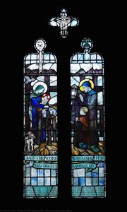 Nativity Scene Stained Glass — Margaret Edith Aldrich Rope, Arts And Crafts
