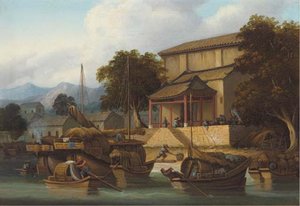 Sampans And Junks On A Chinese River — George Chinnery