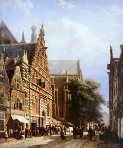Vleeschhal And Grote Kerk In Haarlem — Cornelis Springer
