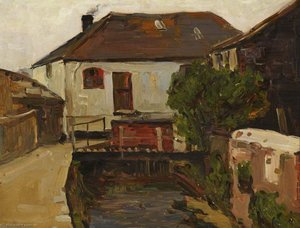 Cottages By The River — Maud Ireland Button, Impressionism