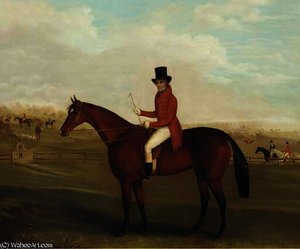 Portrait Of A Gentleman, Said To Be John Mytton, On A Bay Hunter With A Hunt Beyond — David Of York Dalby