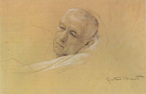 Head Of A Recumbent Man, Supporting Himself — Gustav Klimt
