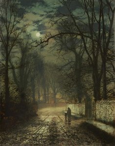 A Moonlit Lane — John Atkinson Grimshaw, Romanticism