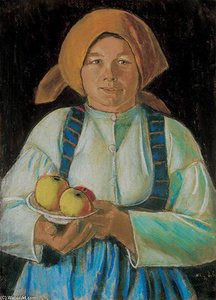 Young Wife Keeping Apples — István Nagy