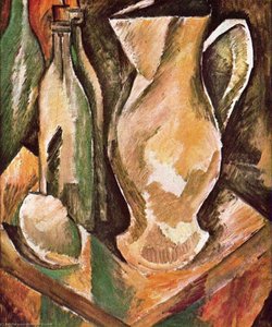 Jugs, Bottles And Lemon — Georges Braque, Analytical Cubism