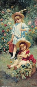Portrait Of Artist's Children — Konstantin Yegorovich Makovsky, Realism