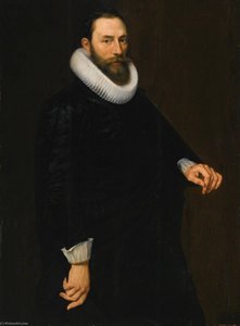 Portrait Of A Bearded Gentleman, Three Quarter Length, Wearing A Ruff — Cornelis Van Der Voort