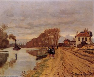 Infantry Guards Wandering Along The River — Claude Monet, Impressionist Landscape