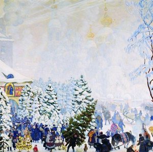 Christmas Tree Bargain — Boris Mikhailovich Kustodiev, Impressionism